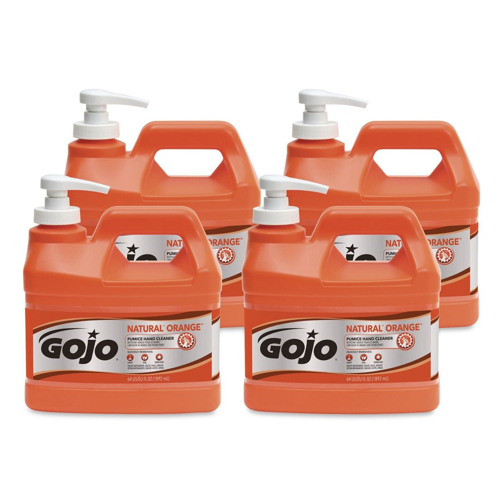 GOJO Industries 0958-04 0.5 gal. Pump Bottle NATURAL ORANGE Pumice Hand Cleaner - Citrus (4/Carton)