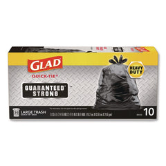 Glad 30 in. x 33 in. 30 gal. 0.81 mil Large Quick-Tie Trash Bags Tie-Flap - Black (10/Box 12 Boxes/Carton)