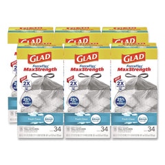 Glad ForceFlex MaxStrength 24 in. x 28 in. 13 Gallon Tall Kitchen Drawstring Trash Bags - Fresh Clean Scent/White (204/Carton)