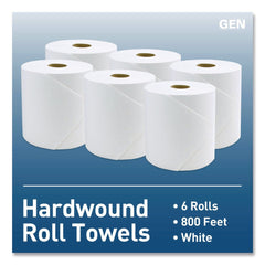 GEN G2820 1-Ply 8 in. x 800 ft. Hardwound Roll Towels - White (6/Carton)