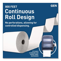 GEN G2820 1-Ply 8 in. x 800 ft. Hardwound Roll Towels - White (6/Carton)