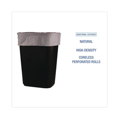 Boardwalk Z6036LN GR1 30 Gallon 8 mic 30 in. x 36 in. Perforated Roll High Density Can Liners - Natural (25 Bags/Roll, 20 Rolls/Carton)