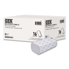 GEN 9.25 in. x 9.05 in. 1-Ply Multifold Towels - White (16 Packs/Carton)