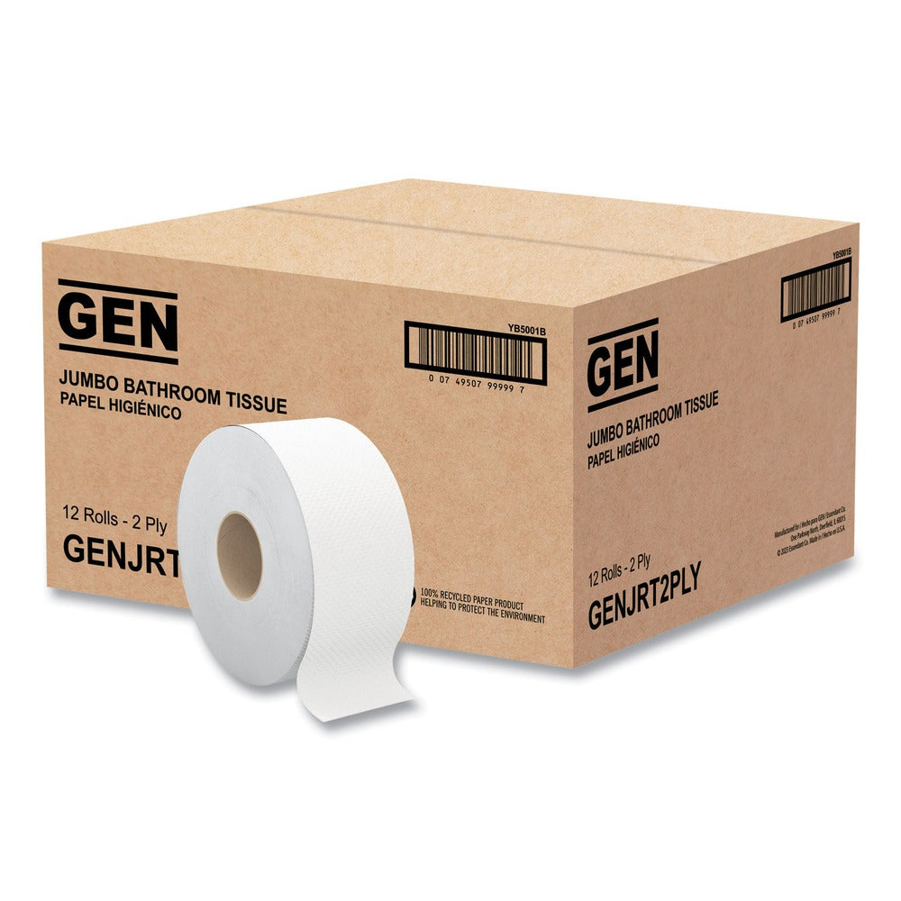 GEN JRT 2-Ply 3.25 in. x 720 ft. Bath Tissue - White, Jumbo (12/Carton)
