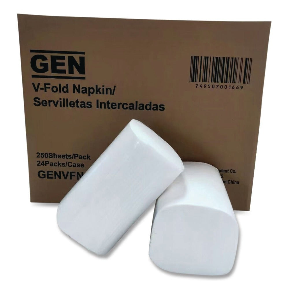 GEN 6.5 in. x 8.3 in. Premium V-Fold Napkins - White (250/Pack, 24 Packs/Carton)