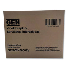 GEN 6.5 in. x 8.3 in. Premium V-Fold Napkins - White (250/Pack, 24 Packs/Carton)
