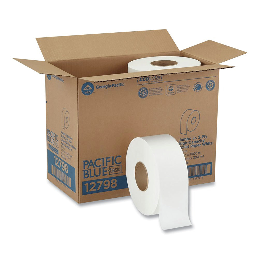 Georgia Pacific Professional 1000 ft. Jumbo Jr. 2 Ply Bathroom Tissue Rolls - White (8/Carton)