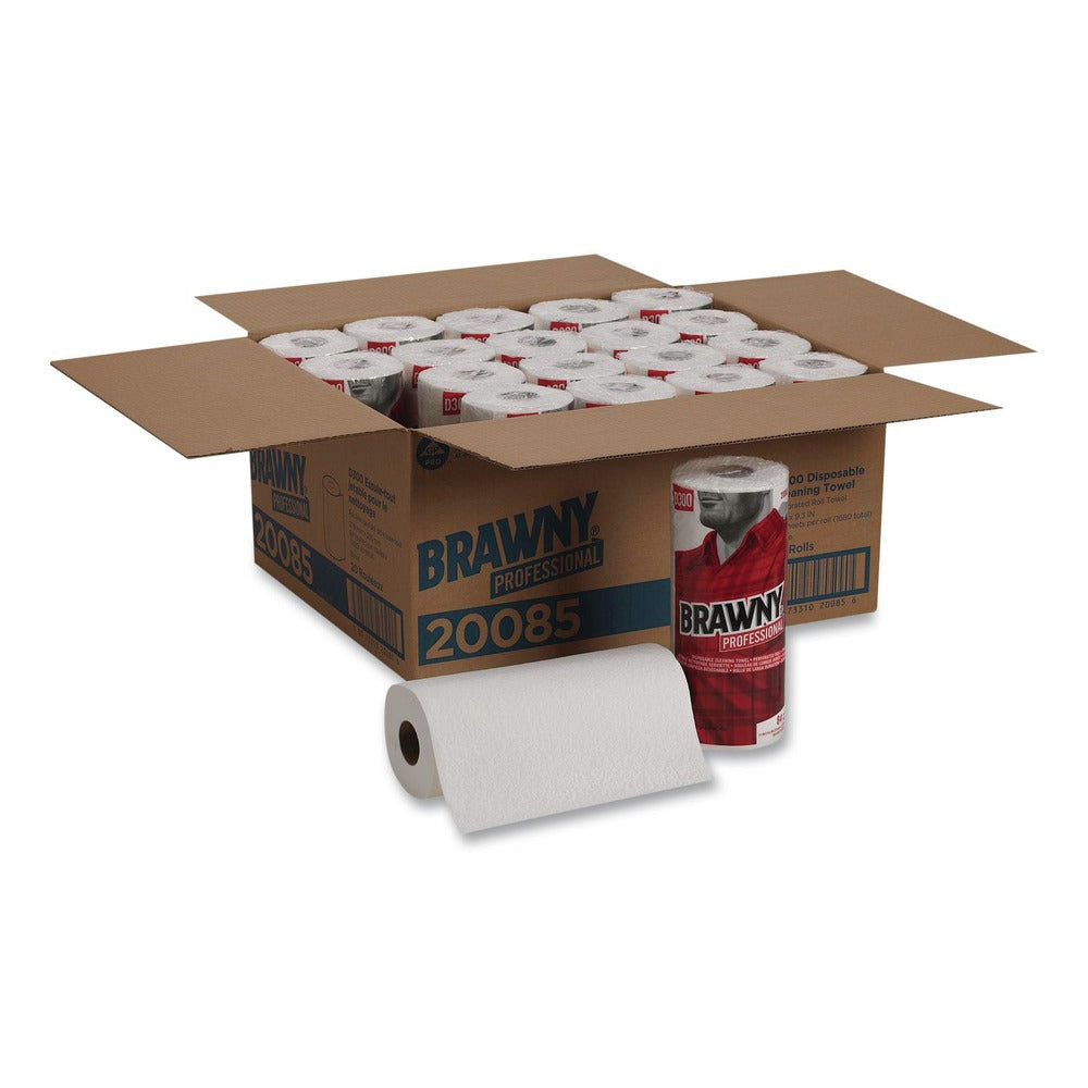 Georgia-Pacific 11 in. x 9.38 in. 1-Ply Premium DRC Perforated Roll Wipers - Unscented, White (20 Rolls/Carton)