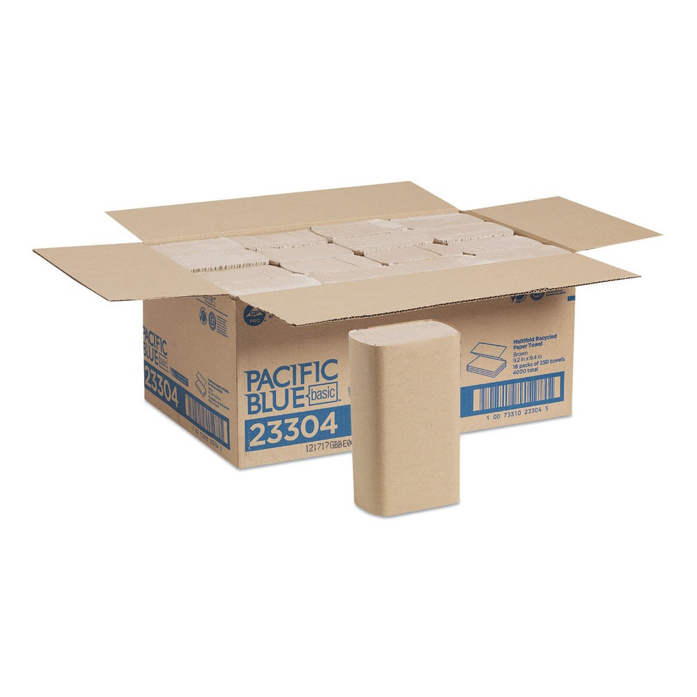 Georgia Pacific Professional 23304 9.2 in. x 9.4 in. 1-Ply Pacific Blue Basic M-Fold Paper Towels - Brown (16 Packs/Carton)