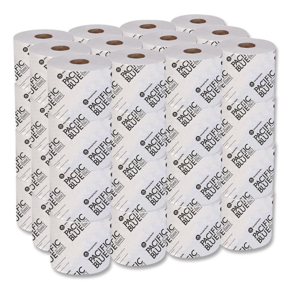 Georgia Pacific Professional 14448/01 Pacific Blue Basic 1-Ply Septic Safe High-Capacity Bathroom Tissue - White (1500/Roll, 48/Carton)