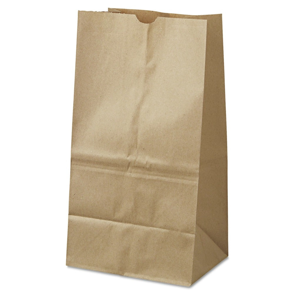 Ross & Wallace Paper Products 8.25 in. x 5.25 in. x 16.13 in. #25 Squat Size Grocery Paper Bags - Kraft (500/Bundle)