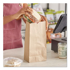 Ross & Wallace Paper Products 5.25 in. x 3.38 in. x 10.94 in. #5 Size Grocery Paper Bags - Kraft (500/Bundle)