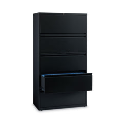 Hirsh Industries 36 in. x 18.62 in. x 67.62 in. 5 Letter/Legal/A4-Size File Drawers Lateral File Cabinet - Black