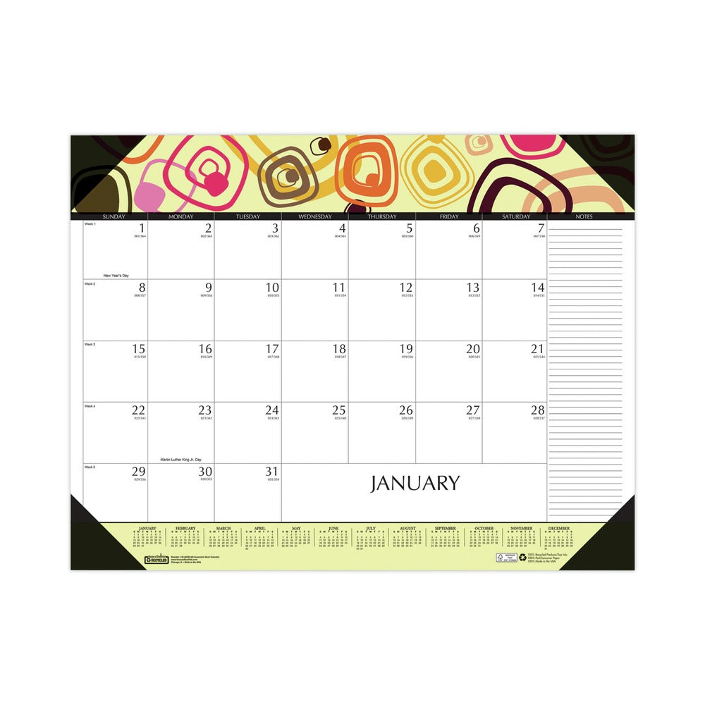 House of Doolittle 22 in. x 17 in. 12-Month (Jan-Dec 2026) Recycled Desk Pad Calendar - White Sheets/Black Binding/Corners