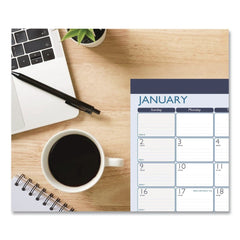 House of Doolittle 22 in. x 17 in. 12-Month (Jan-Dec 2026) Recycled Contempo Desk Pad Calendar - White/Blue Sheets/Blue Binding/Blue Corners