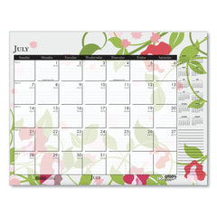 House of Doolittle 22 in. x 17 in. 12-Month (Jan-Dec) 2026 Recycled Desk Pad Calendar - Wild Flowers Artwork