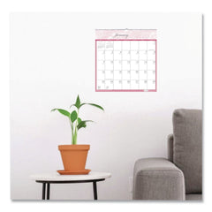 House of Doolittle 12-Month (Jan-Dec): 2026 12 in. x 12 in. Breast Cancer Awareness Artwork Recycled Monthly Wall Calendar - White/Pink/Gray Sheets