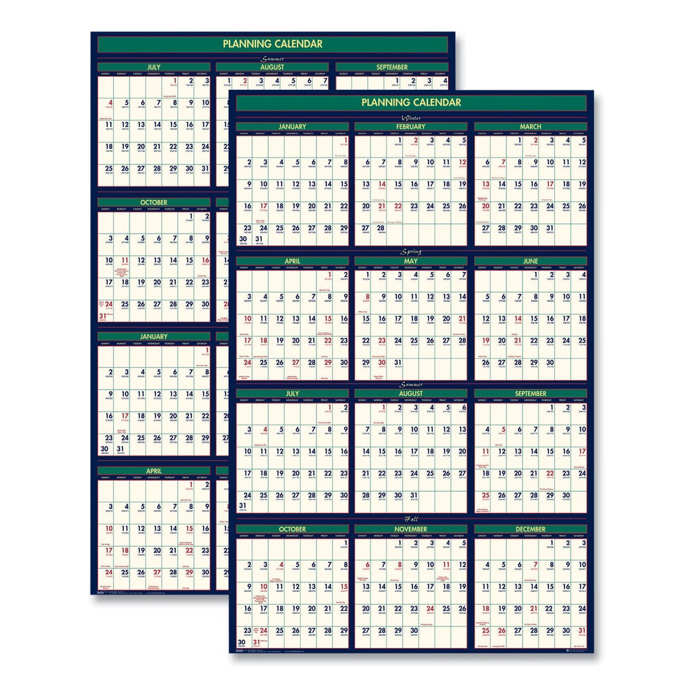 House of Doolittle 12-Month (July-June): 2025-2026 and 12-Month (Jan to Dec): 2026 24 in. x 37 in. Four Seasons Business/Academic Recycled Wall Calendar