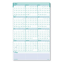 House of Doolittle 12-Month (Jan to Dec): 2026 24 in. x 37 in. Express Track Recycled Reversible/Erasable Yearly Wall Calendar - White/Teal Sheets