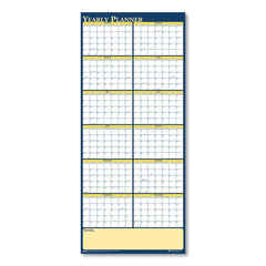 House of Doolittle 12-Month (Jan to Dec): 2026 60 in. x 26 in. Recycled Reversible Yearly Wall Planner - White/Blue/Yellow Sheets