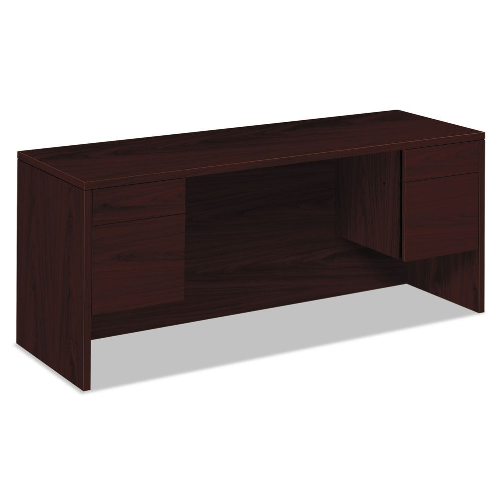 HON 10500 Series 72 in. W x 24 in. D x 29.5 in. H Kneespace Credenza With 3/4-Height Pedestals - Mahogany