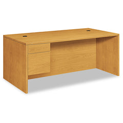 HON 10500 Series 72 in. x 36 in. x 29.5 in. L Workstation Single Pedestal Desk with 3/4 Height Pedestal - Harvest