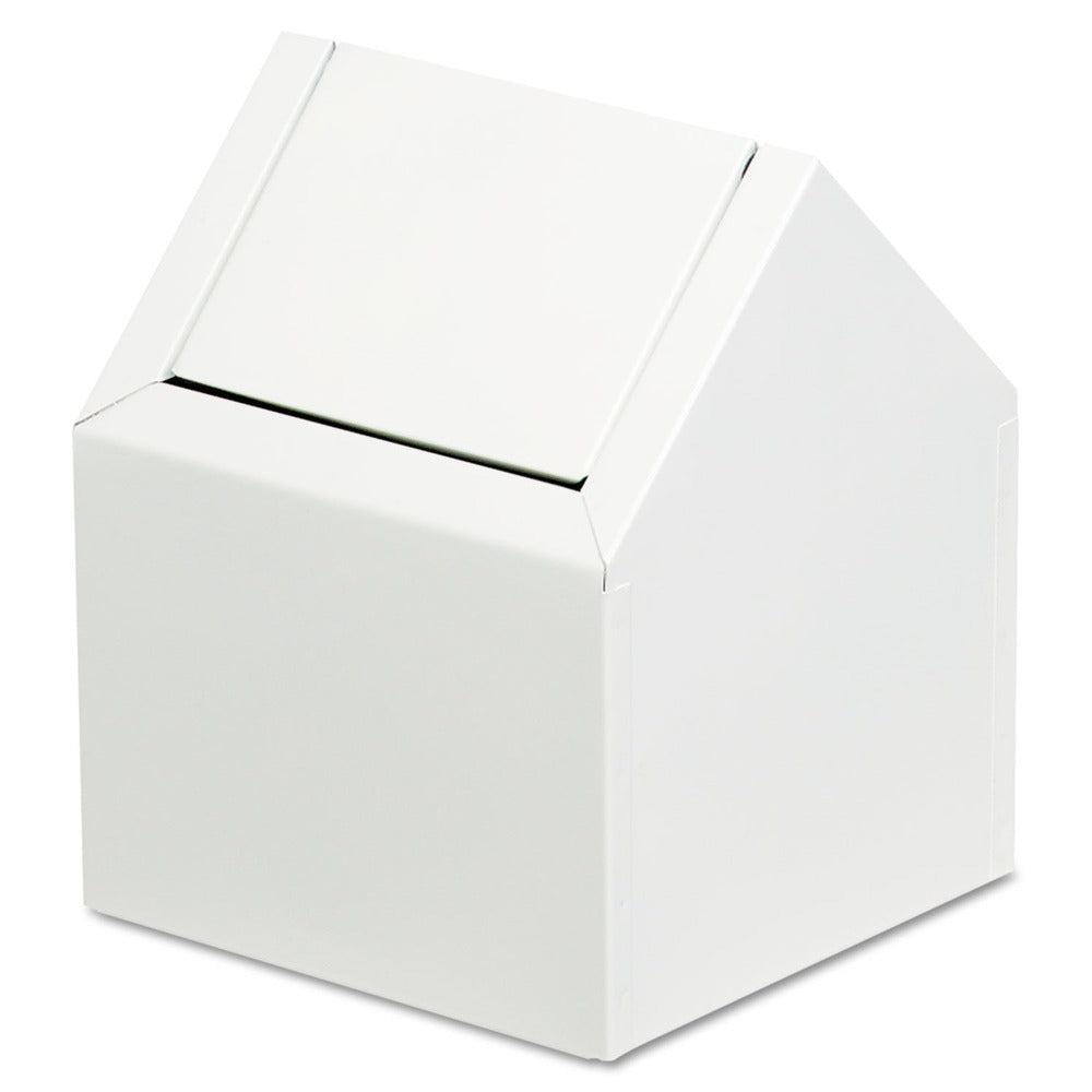 HOSPECO Double Entry Swing Top Floor Receptacle - Metal, White