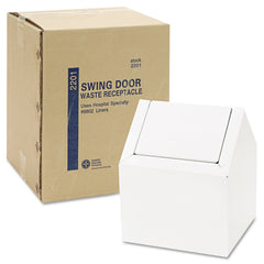 HOSPECO Double Entry Swing Top Floor Receptacle - Metal, White
