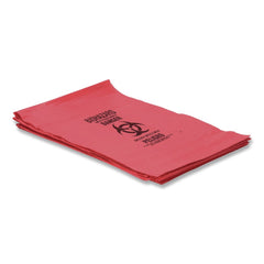Heritage Healthcare Biohazard Printed Low-Density Can Liners Biohazard 45 gal 1.3 mil 40 x 46 Red Flat Pack (200/Carton)