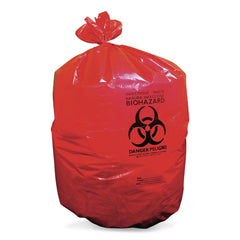 Heritage Healthcare Biohazard Printed Low-Density Can Liners Biohazard 45 gal 1.3 mil 40 x 46 Red Flat Pack (200/Carton)