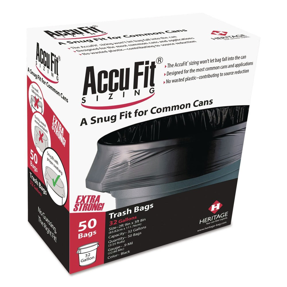 AccuFit H7450TK RC1 37 in. x 50 in. 44 gal. 0.9 mil Linear Low Density Can Liners with AccuFit Sizing - Black (50/Box)