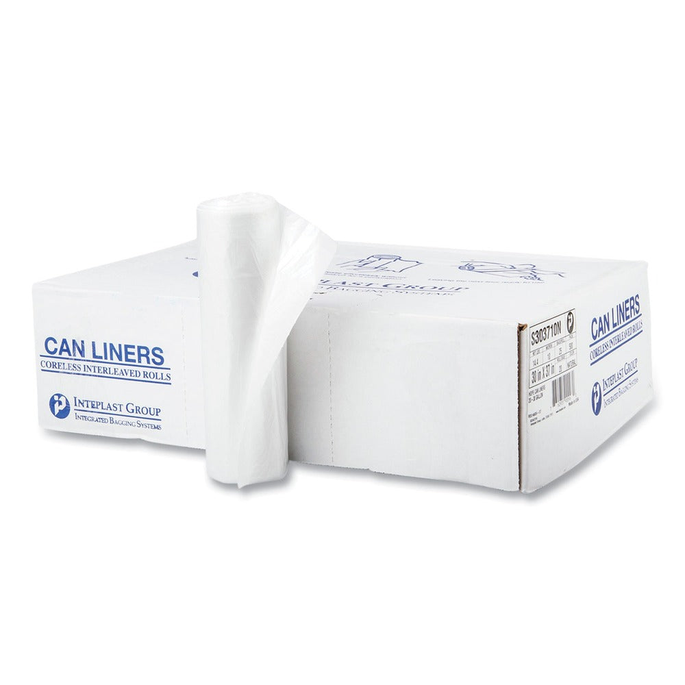 Inteplast Group S303710N 30 in. x 37 in. 10 mic 30 Gallon High-Density Commercial Can Liners - Clear (500/Carton)
