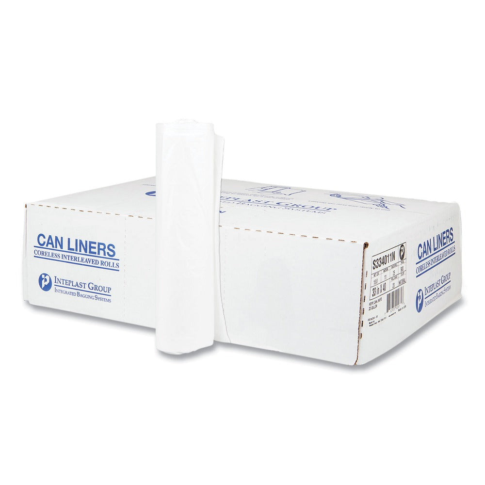 Inteplast Group S334011N 33 in. x 40 in. 11 mic 33 Gallon High-Density Commercial Can Liners - Clear (500/Carton)