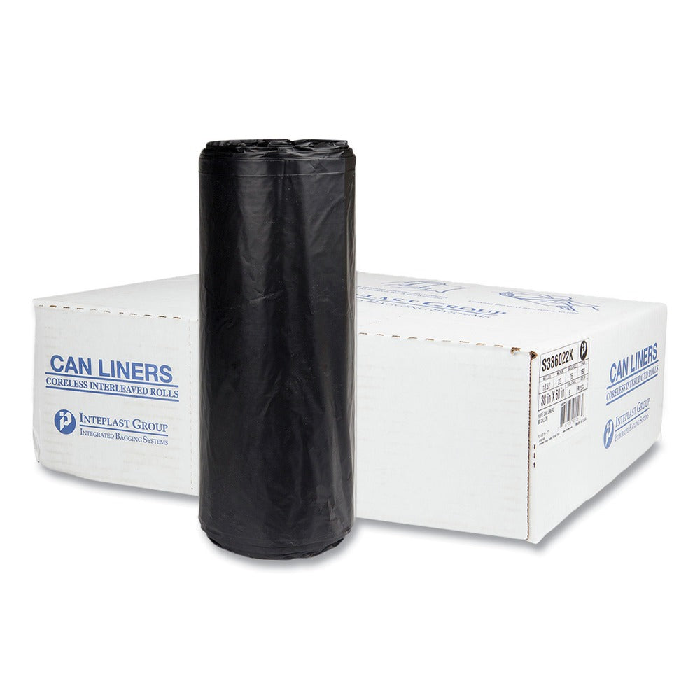 Inteplast Group 60 gal. 22 microns 38 in. x 60 in. High-Density Commercial Can Liners - Black (150/Carton)
