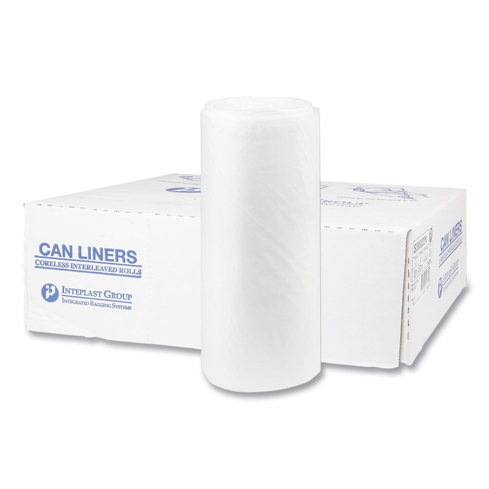 Inteplast Group S386022N 60 gal. 22 microns 38 in. x 60 in. High-Density Interleaved Commercial Can Liners - Clear (25 Bags/Roll, 6 Rolls/Carton)