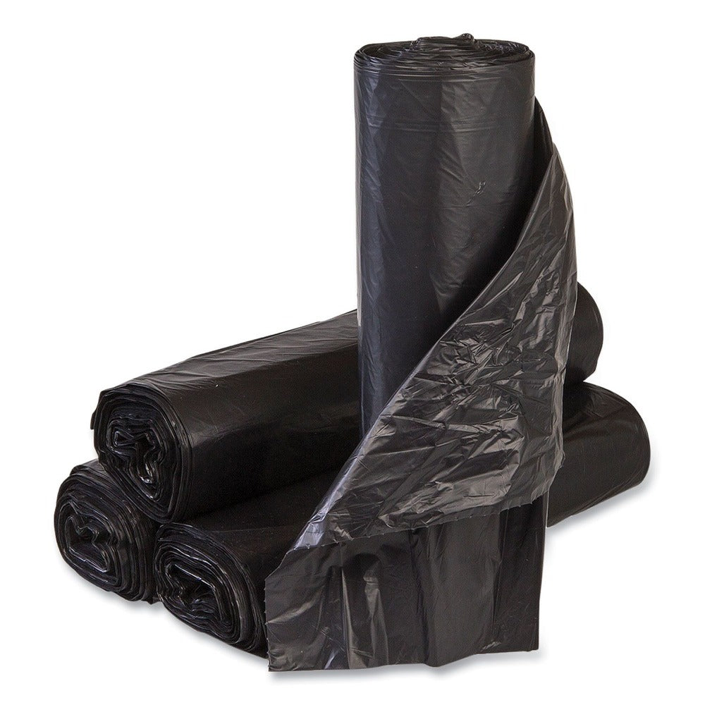 Inteplast Group 45 gal. 12 microns 40 in. x 48 in. High-Density Interleaved Commercial Can Liners - Black (25 Bags/Roll, 10 Rolls/Carton)