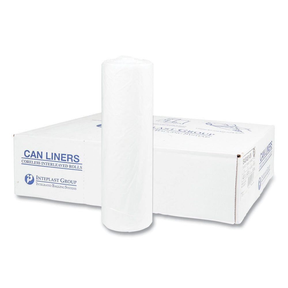 Inteplast Group 45 gal. 14 microns 40 in. x 48 in. High-Density Interleaved Commercial Can Liners - Clear (25 Bags/Roll, 10 Rolls/Carton)