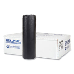Inteplast Group S404822K 45 gal. 22 microns 40 in. x 48 in. High-Density Interleaved Commercial Can Liners - Black (25 Bags/Roll, 6 Rolls/Carton)