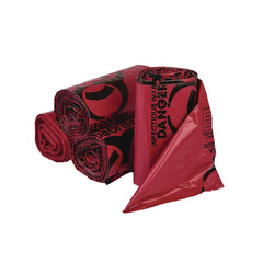 Inteplast Group 10 gal. 1.3 mil 24 in. x 23 in. Institutional Low-Density Can Liners - Red (25 Bags/Roll, 10 Rolls/Carton)