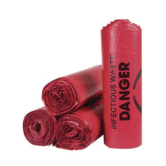 Inteplast Group 33 gal. 1.3 mil 33 in. x 39 in. Institutional Low-Density Can Liners - Red (25 Bags/Roll, 6 Rolls/Carton)