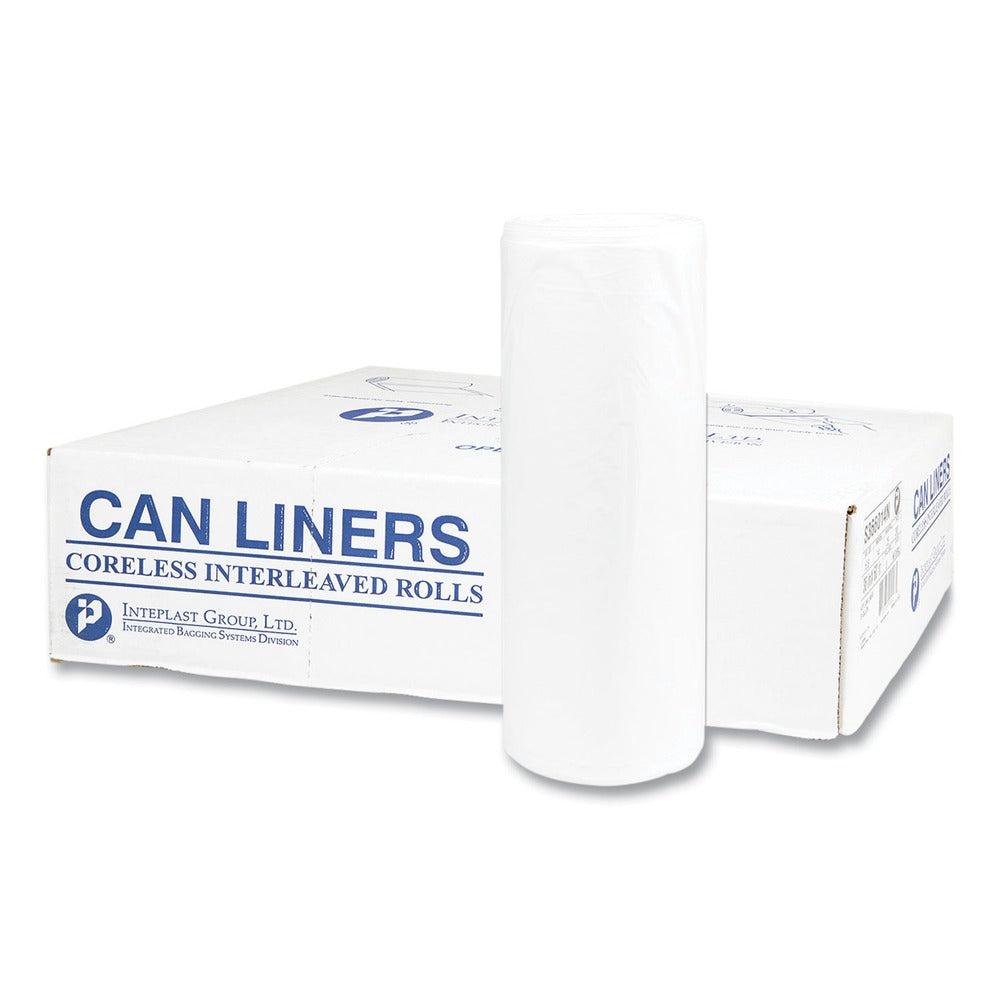 Inteplast Group VALH3860N22 High-Density 60 Gallon 38 in. x 58 in. Commercial Can Liners - Clear (150/Carton)
