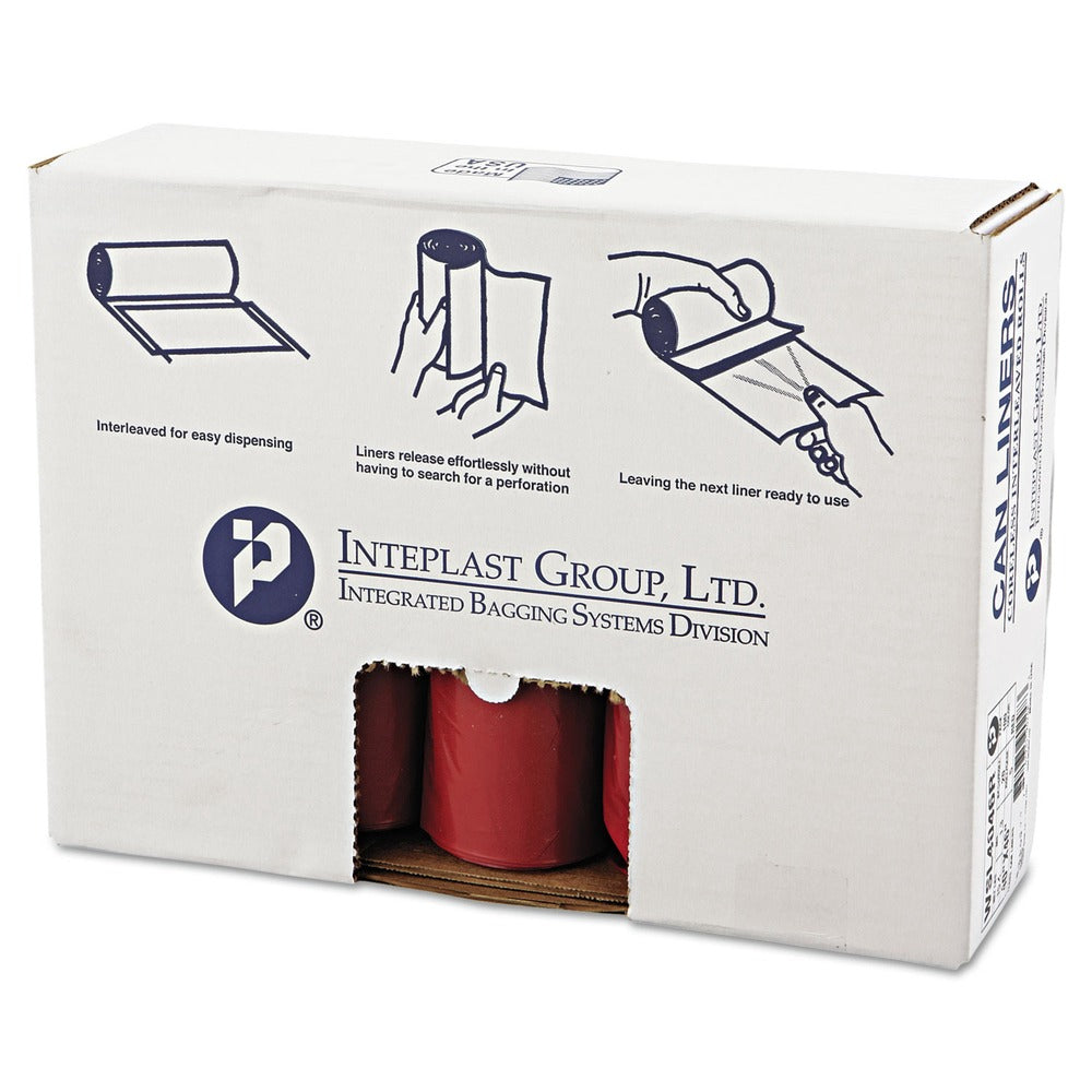Inteplast Group Low-Density 45 Gallon 40 in. x 46 in. Commercial Can Liners - Red (100/Carton)