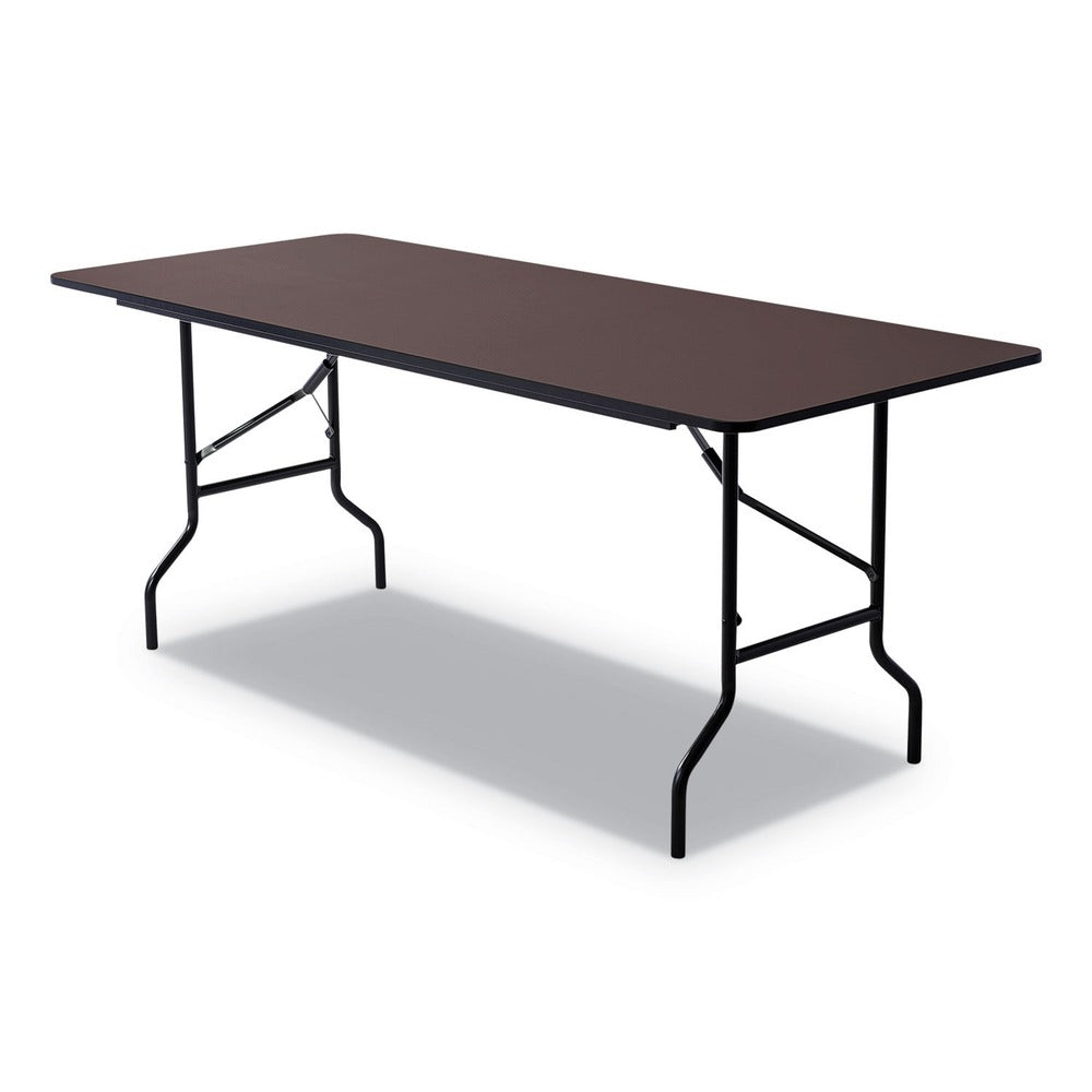 Iceberg 72 in. x 30 in. x 29 in. OfficeWorks Classic Wood-Laminate Rectangular Folding Table with Curved Legs - Walnut