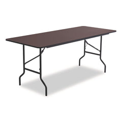 Iceberg 72 in. x 30 in. x 29 in. OfficeWorks Classic Wood-Laminate Rectangular Folding Table with Curved Legs - Walnut