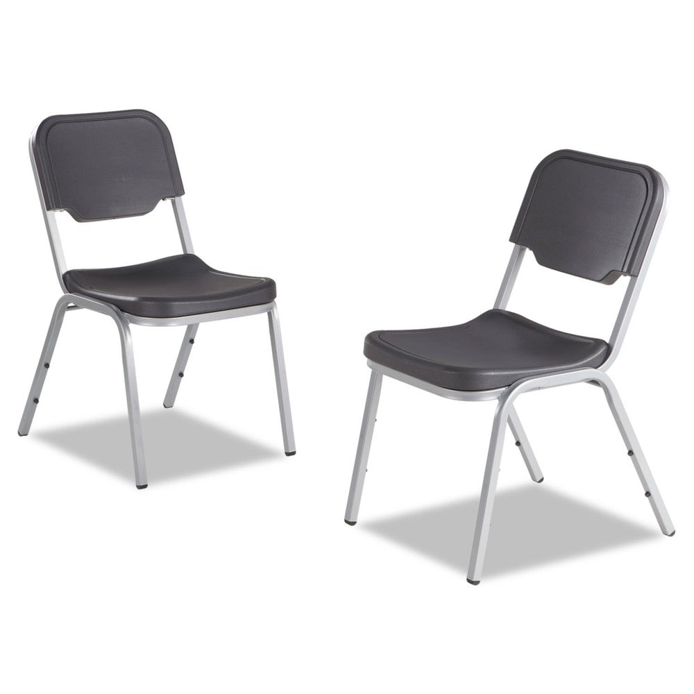 Iceberg Rough N Ready Series Original Stackable Chair, Charcoal/Silver (4/Carton)