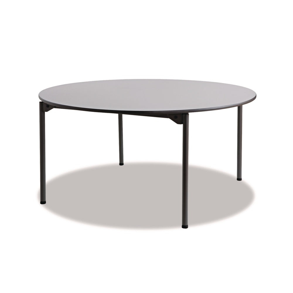 Iceberg 60 in. x 29.5 in. Maxx Legroom Round Wood Folding Table - Gray/Charcoal