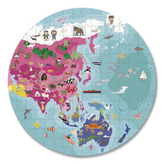 Janod Ages 7 Years and Up Round Double-Sided Planet Suitcase Cardboard Puzzle - Blue