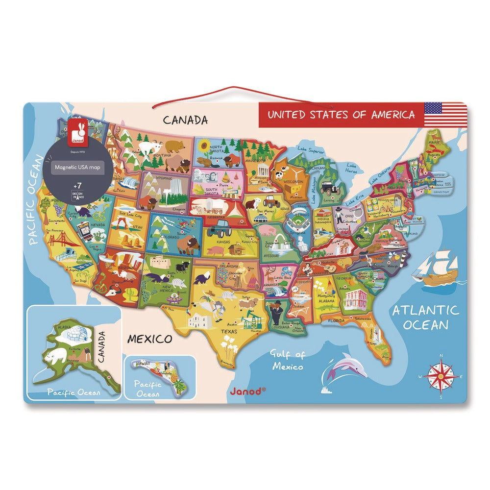 Janod Ages 7 to 12 United States Map Cardboard Puzzle