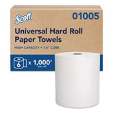 Scott 01005 8 in. x 1000 ft. 1.5 in. Core 1-Ply Essential High Capacity Hard Roll Towels - White (6 Rolls/Carton)