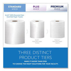 Scott 01052 8 in. x 800 ft. 1.5 in. Core 1-Ply Essential 100% Recycled Fiber Hard Roll Towel - White (12 Rolls/Carton)